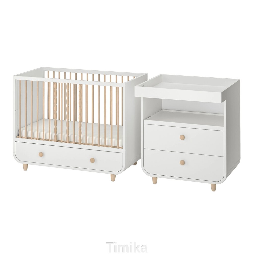 Комплект дитячих меблів MYLLRA з 2 предметів, білий, 60x120 см від компанії Timika - фото 1