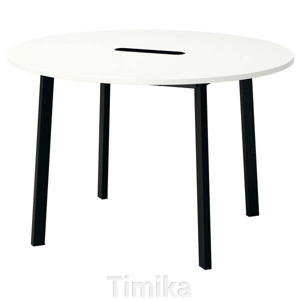 Конференц-стіл MITTZON круглий білий/чорний 120х75 см від компанії Timika - фото 1