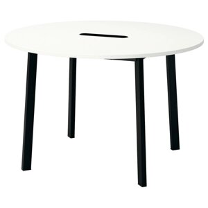 Конференц-стіл MITTZON круглий білий/чорний 120х75 см