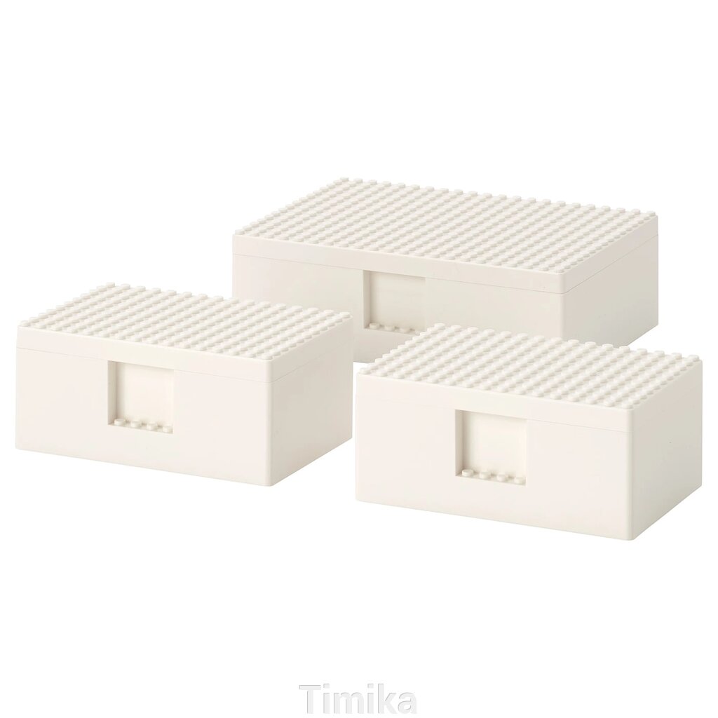Коробка BYGGLEK LEGO з кришкою, 3шт, біла від компанії Timika - фото 1