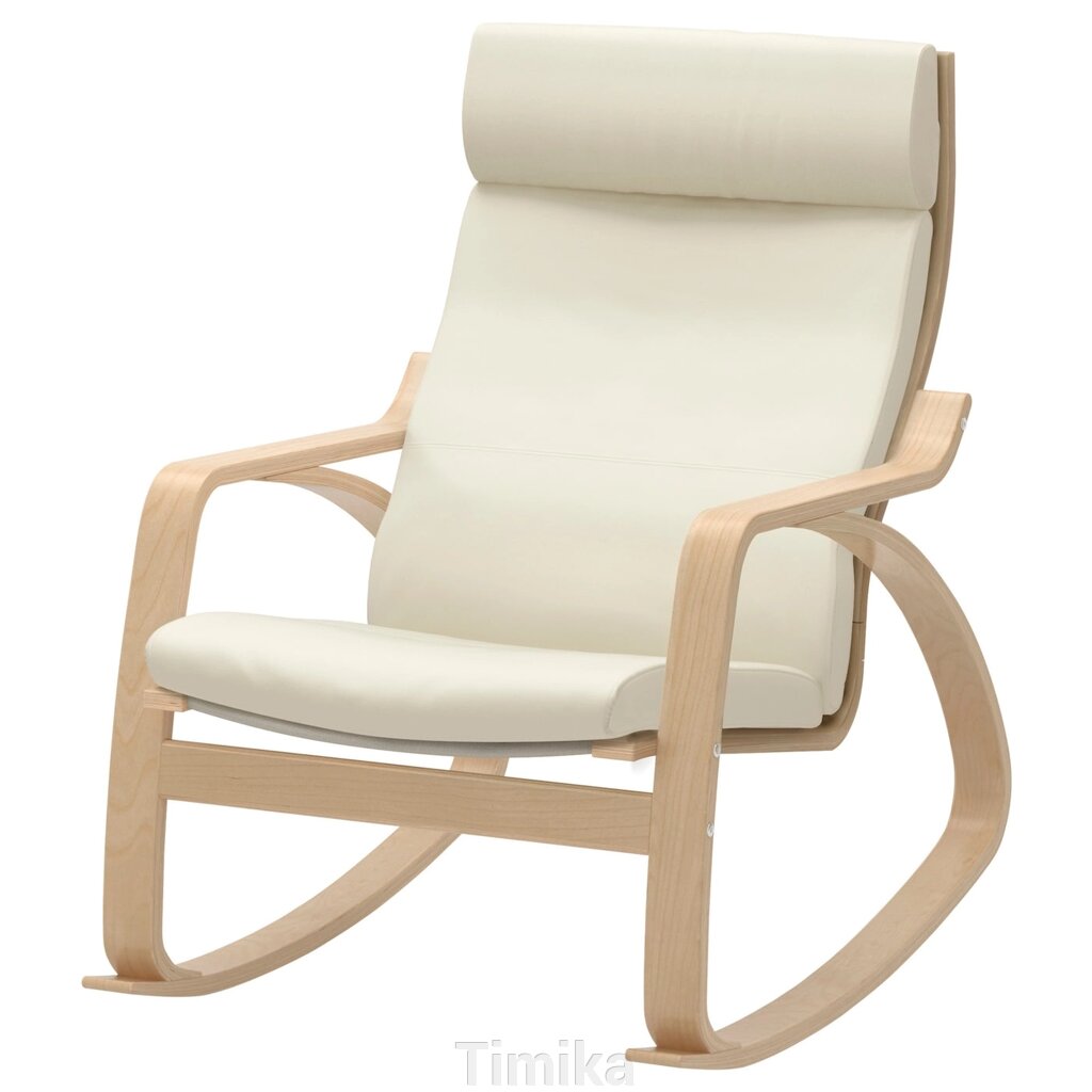 Крісло-гойдалка POÄNG, березовий шпон/Білий блиск від компанії Timika - фото 1