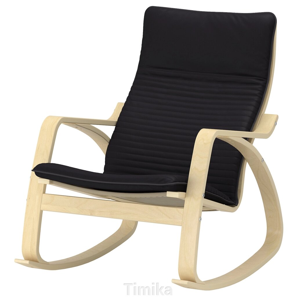 Крісло-гойдалка POÄNG, березовий шпон/Knisa чорний від компанії Timika - фото 1