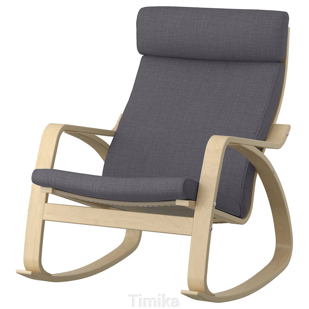Крісло-гойдалка POÄNG, березовий шпон/Skiftebo темно-сірий від компанії Timika - фото 1