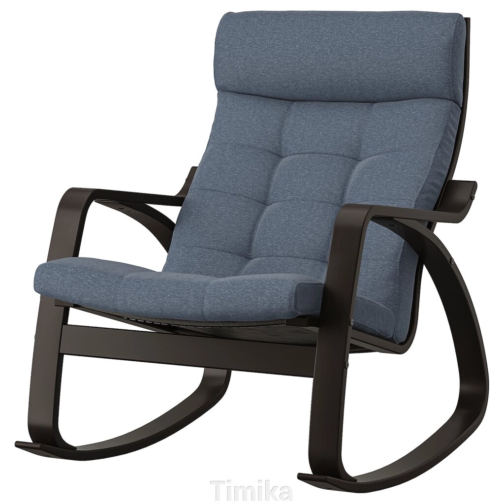 Крісло-гойдалка POÄNG, чорно-коричневий/синій Gunnared від компанії Timika - фото 1