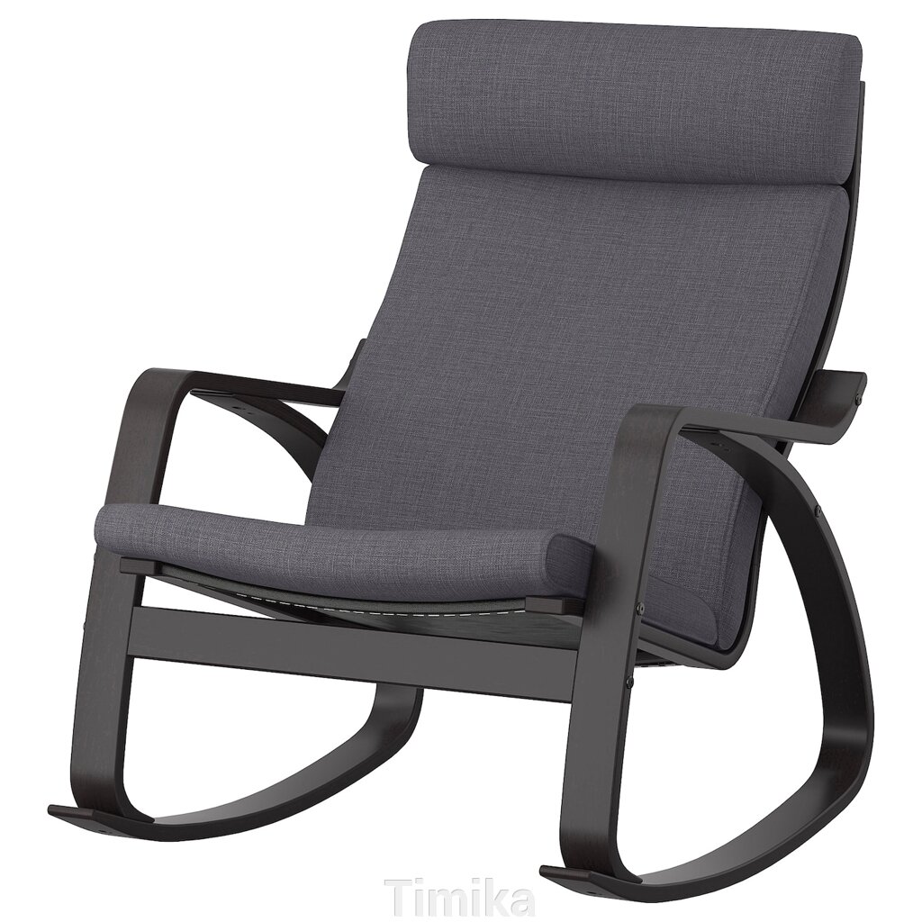 Крісло-гойдалка POÄNG, чорно-коричневий/Skiftebo темно-сірий від компанії Timika - фото 1
