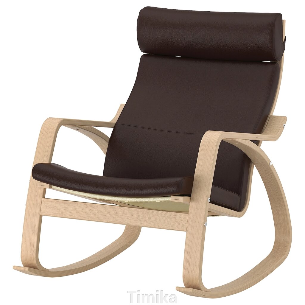 Крісло-гойдалка POÄNG, дубовий шпон білий/Glose темно-коричневий від компанії Timika - фото 1