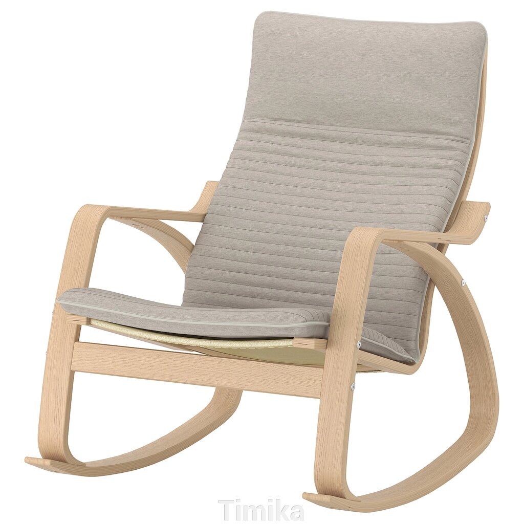 Крісло-гойдалка POÄNG, дубовий шпон білий/Knisa світло-бежевий від компанії Timika - фото 1