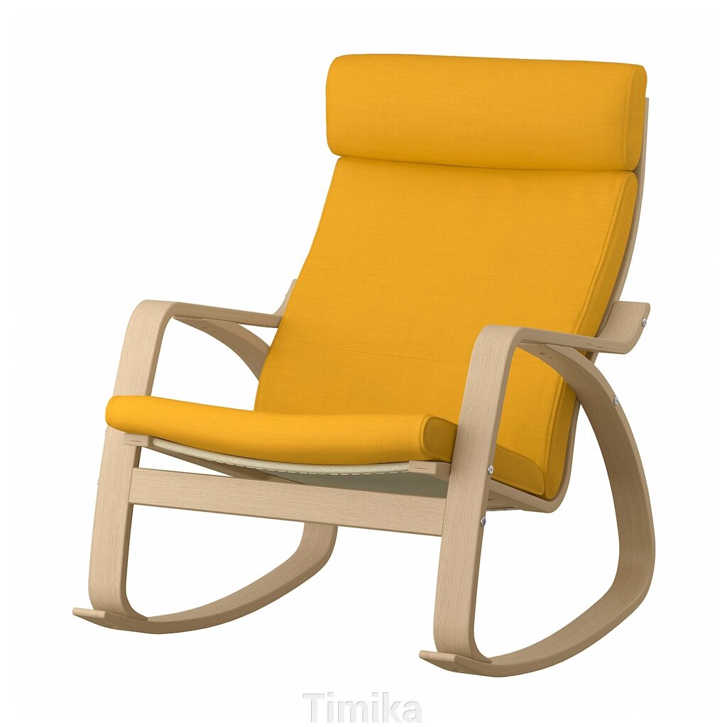 Крісло-гойдалка POÄNG, дубовий шпон білий/Скіфтебо жовтий від компанії Timika - фото 1