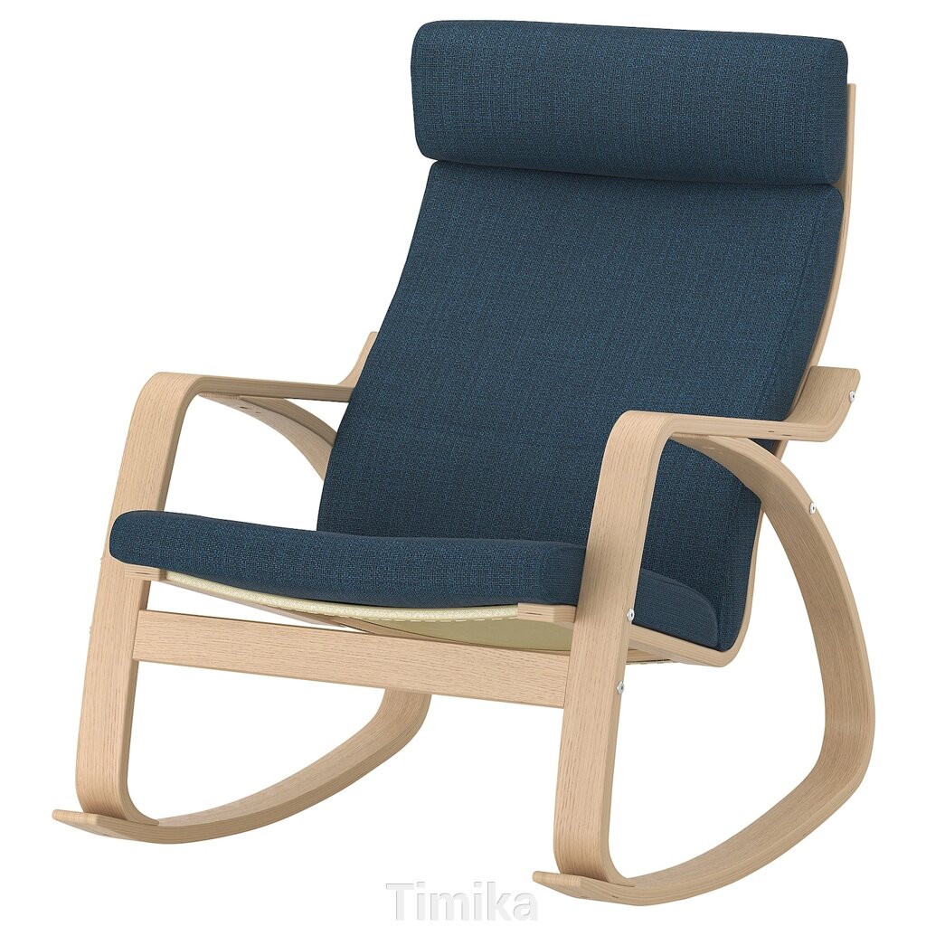 Крісло-гойдалка POÄNG, шпон білого дуба/Hillared темно-синій від компанії Timika - фото 1