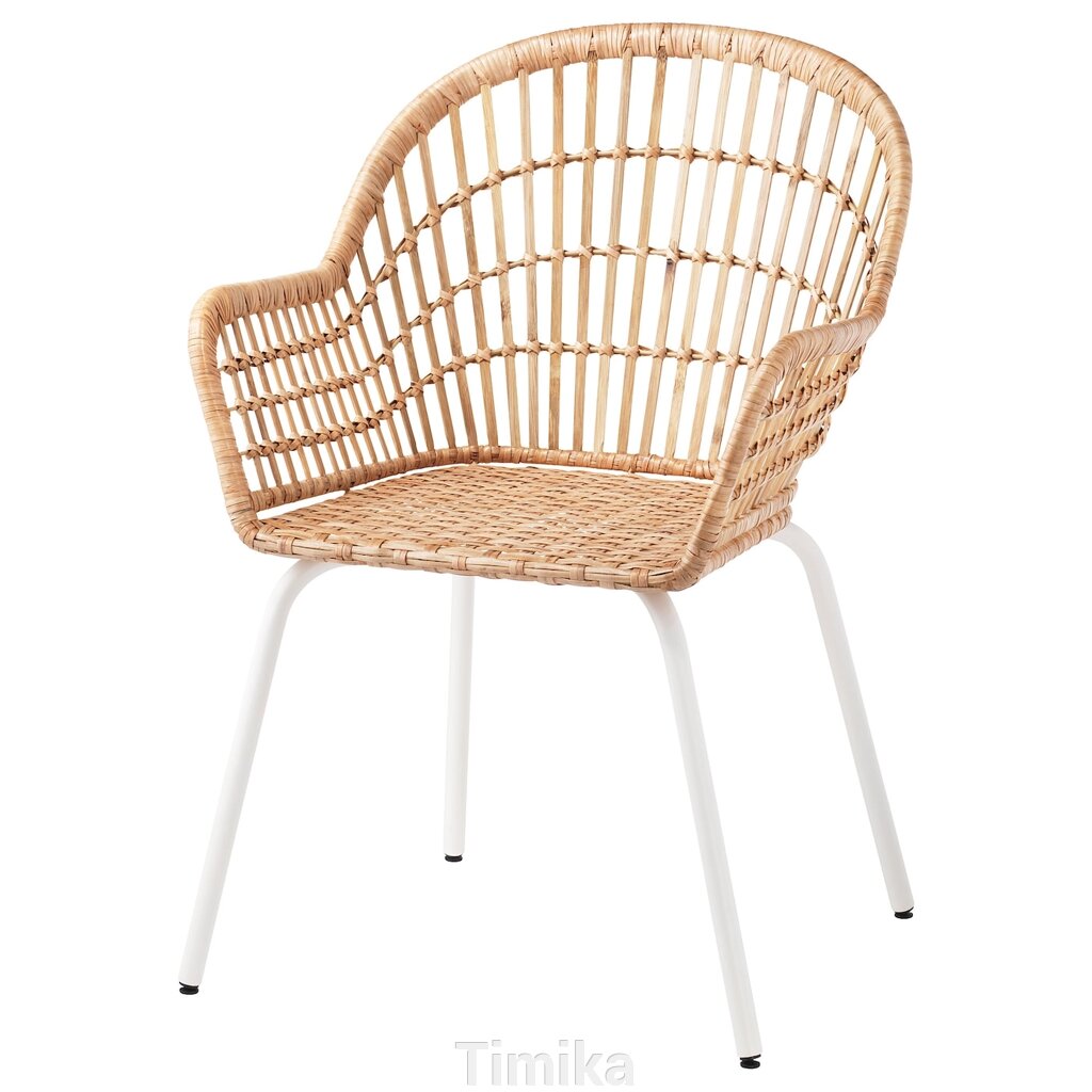 Крісло NILSOVE з підлокітниками, ротанг/білий від компанії Timika - фото 1