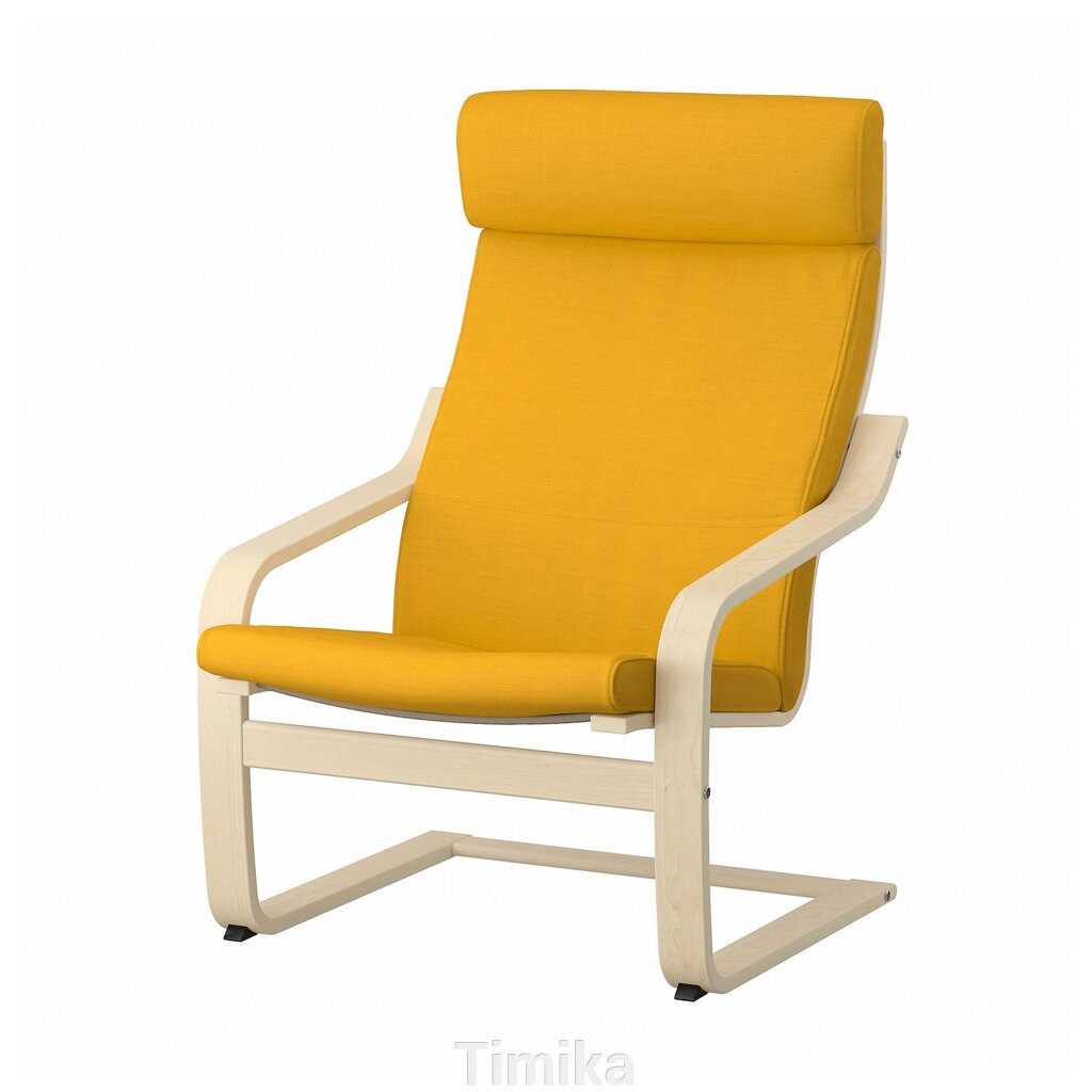 Крісло POÄNG, березовий шпон/Skiftebo жовтий від компанії Timika - фото 1
