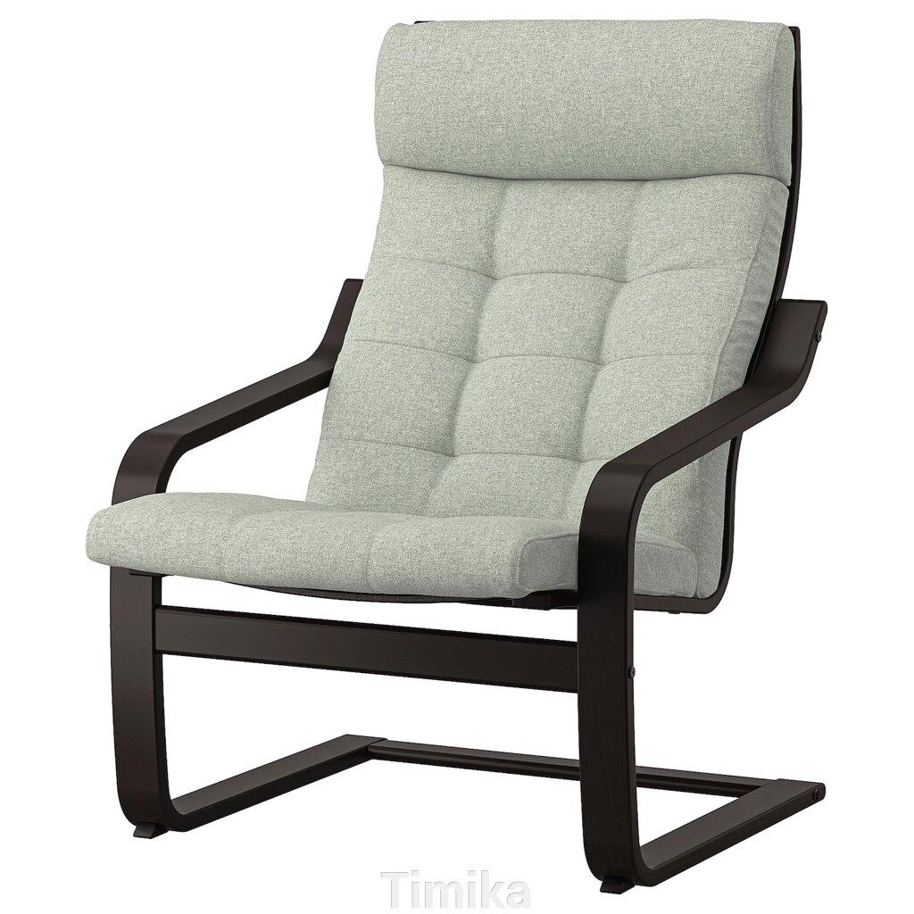 Крісло POÄNG, чорно-коричневий/Gunnared світло-зелений від компанії Timika - фото 1