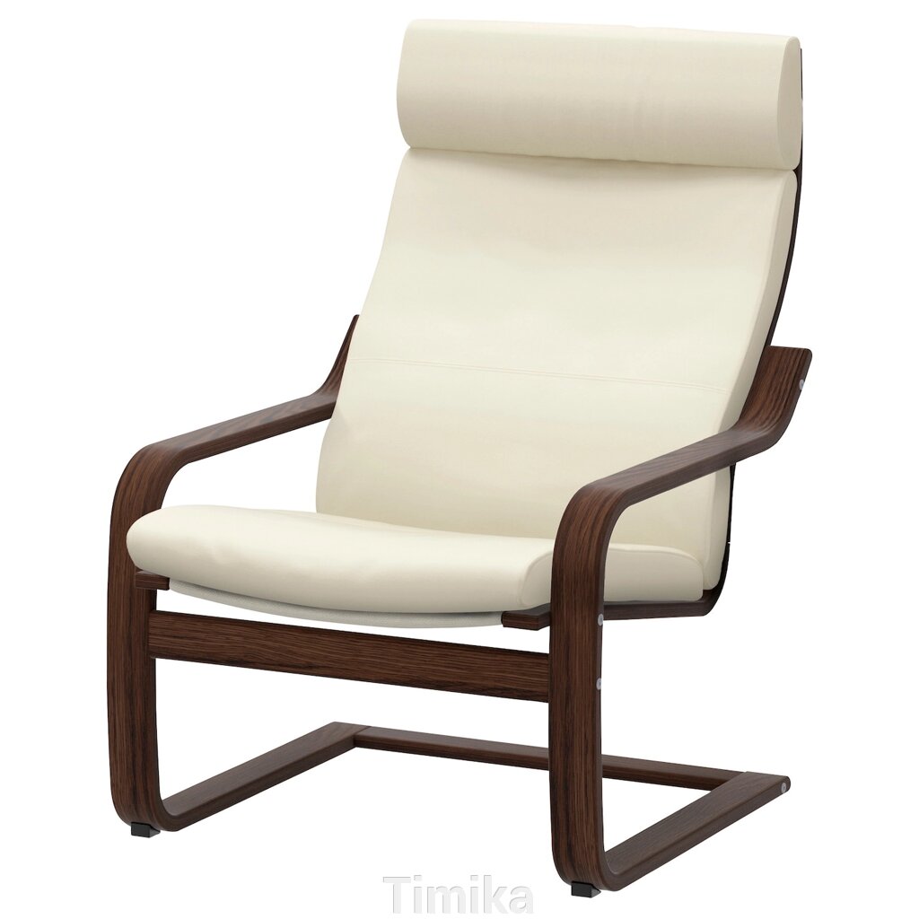 Крісло POÄNG, коричневий/глянцевий майже білий від компанії Timika - фото 1