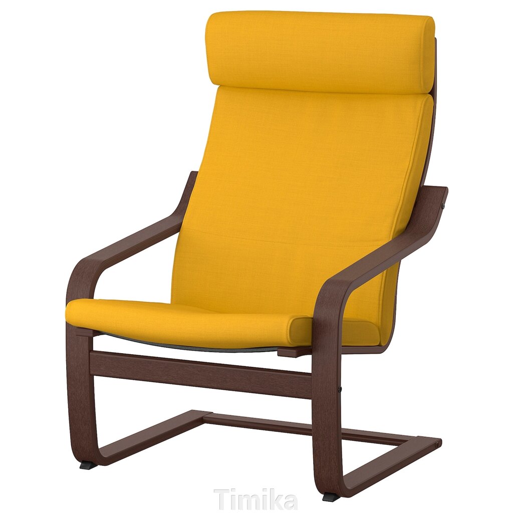Крісло POÄNG, коричневий/Skiftebo жовтий від компанії Timika - фото 1