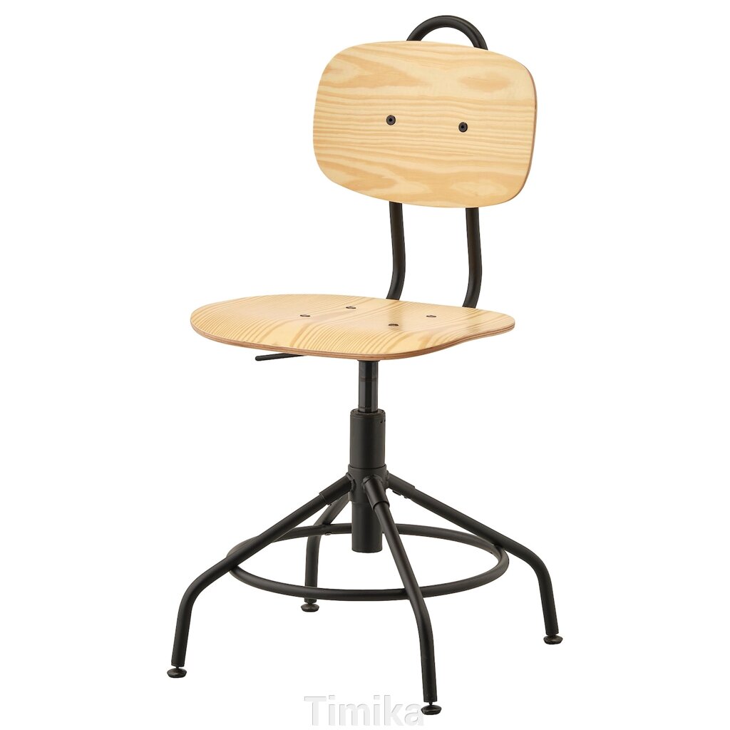 KULLABERG Обертовий стілець, сосна/чорний від компанії Timika - фото 1