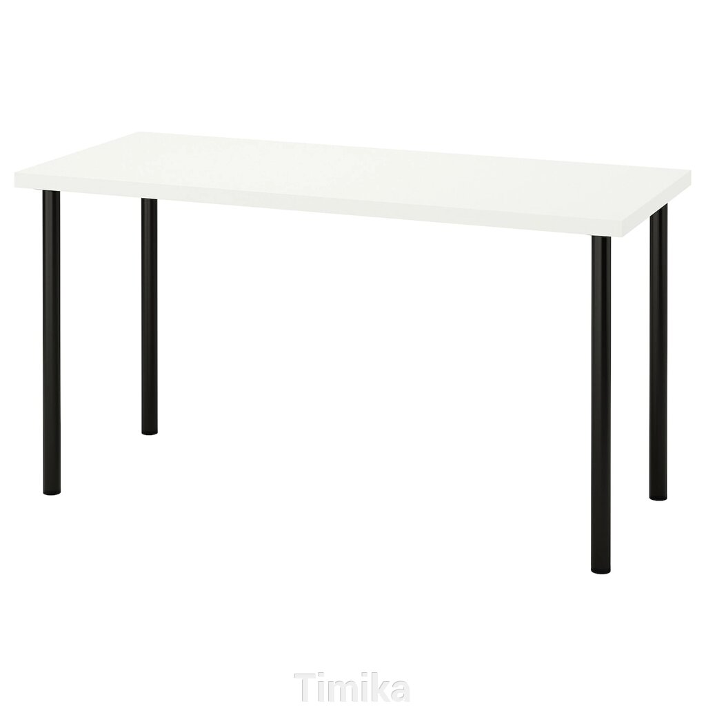 LAGKAPTEN / ADILS Письмовий стіл, білий/чорний, 140x60 см від компанії Timika - фото 1