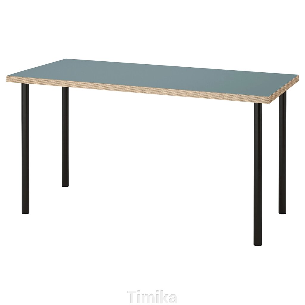 LAGKAPTEN / ADILS Письмовий стіл, сіро-бірюзовий/чорний, 140x60 см від компанії Timika - фото 1