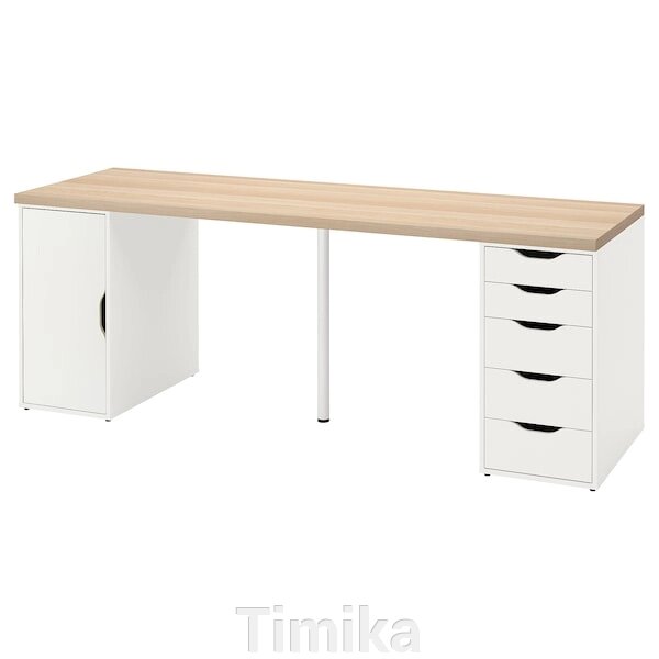 LAGKAPTEN / ALEX Письмовий стіл, біла морилка/імітація. білий дуб 200х60 см від компанії Timika - фото 1