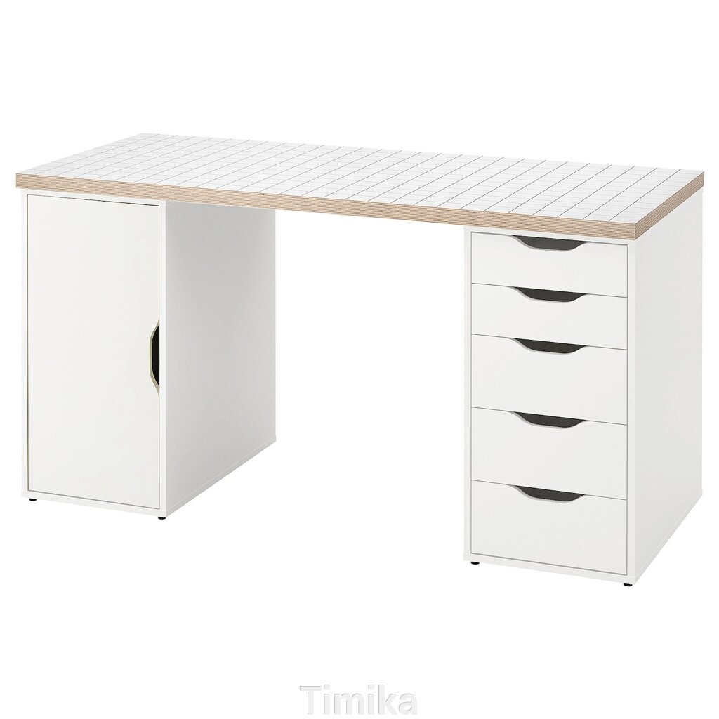 LAGKAPTEN / ALEX Письмовий стіл, білий/антрацит, 140x60 см від компанії Timika - фото 1