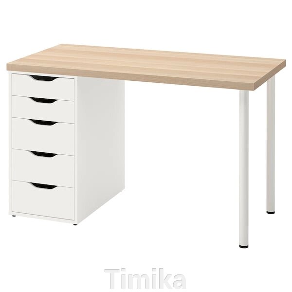LAGKAPTEN / ALEX Письмовий стіл, дуб білий/білий, 120x60 см від компанії Timika - фото 1