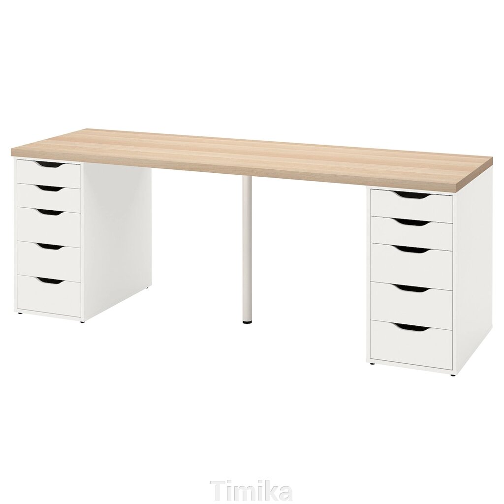 LAGKAPTEN / ALEX Письмовий стіл, дуб білий/білий, 200x60 см від компанії Timika - фото 1