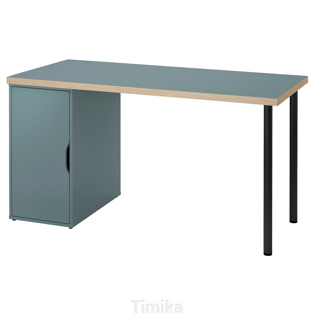 LAGKAPTEN / ALEX Письмовий стіл, сіро-бірюзовий/чорний, 140x60 см від компанії Timika - фото 1