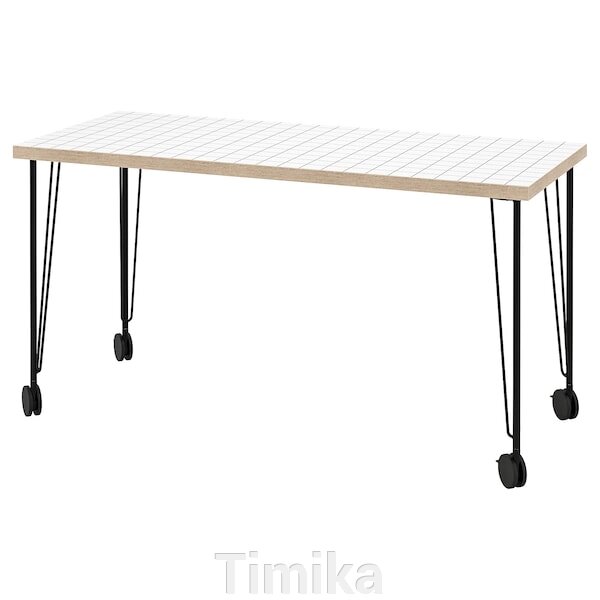 LAGKAPTEN / KRILLE Письмовий стіл, антрацит білий/чорний, 140x60 см від компанії Timika - фото 1