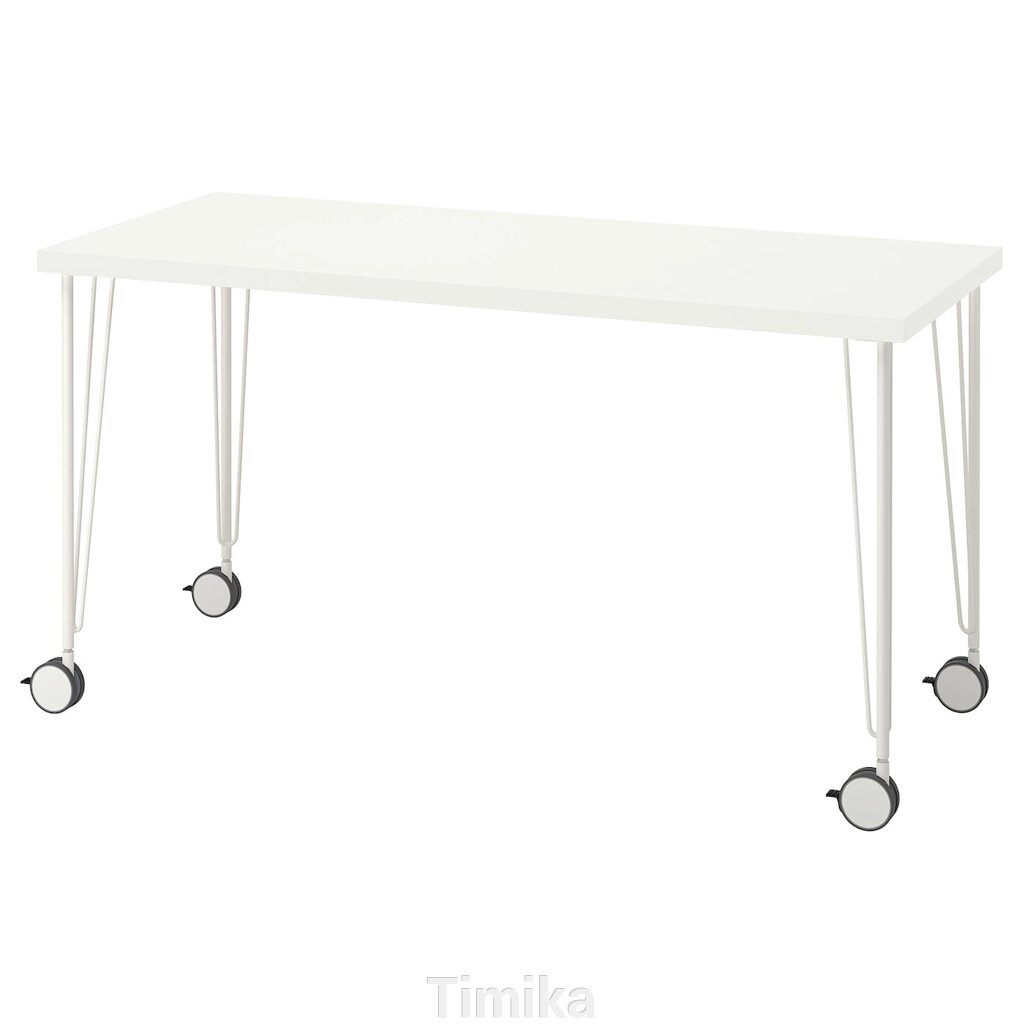 LAGKAPTEN / KRILLE Письмовий стіл, білий, 140x60 см від компанії Timika - фото 1