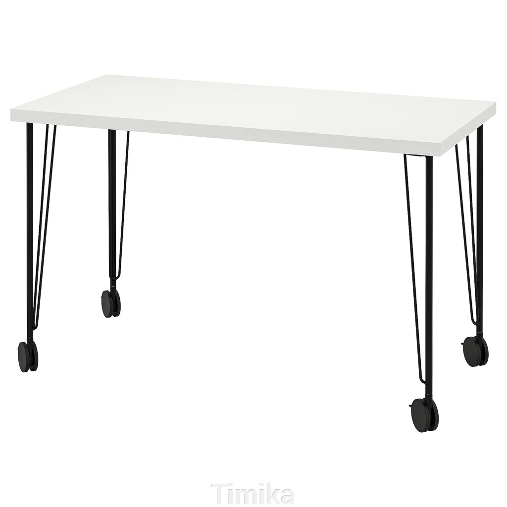 LAGKAPTEN / KRILLE Письмовий стіл, білий/чорний, 120x60 см від компанії Timika - фото 1