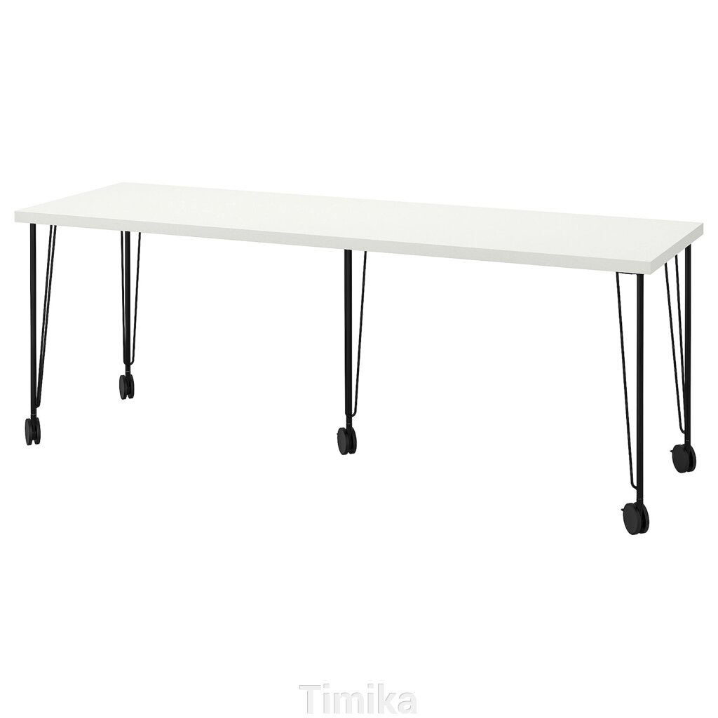 LAGKAPTEN / KRILLE Письмовий стіл, білий/чорний, 200x60 см від компанії Timika - фото 1