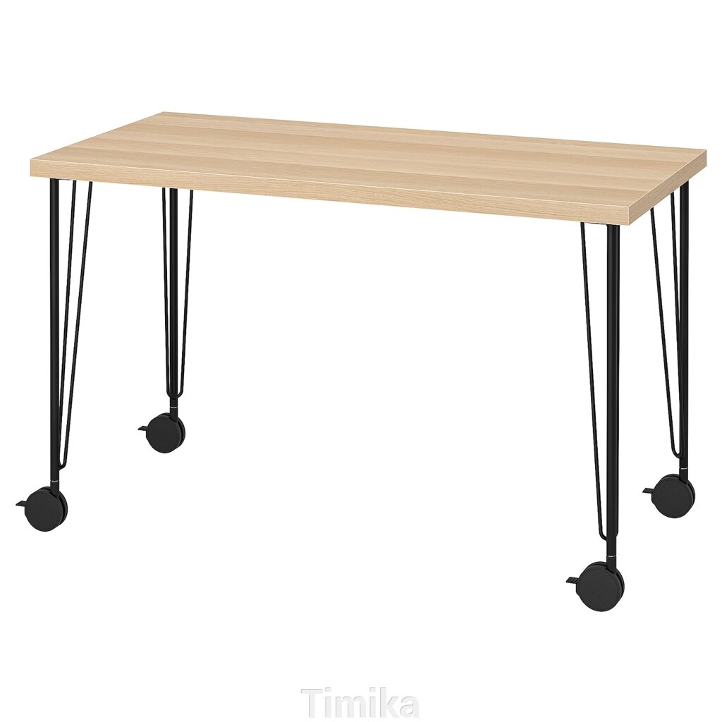 LAGKAPTEN / KRILLE Письмовий стіл, дуб білий/чорний, 120x60 см від компанії Timika - фото 1