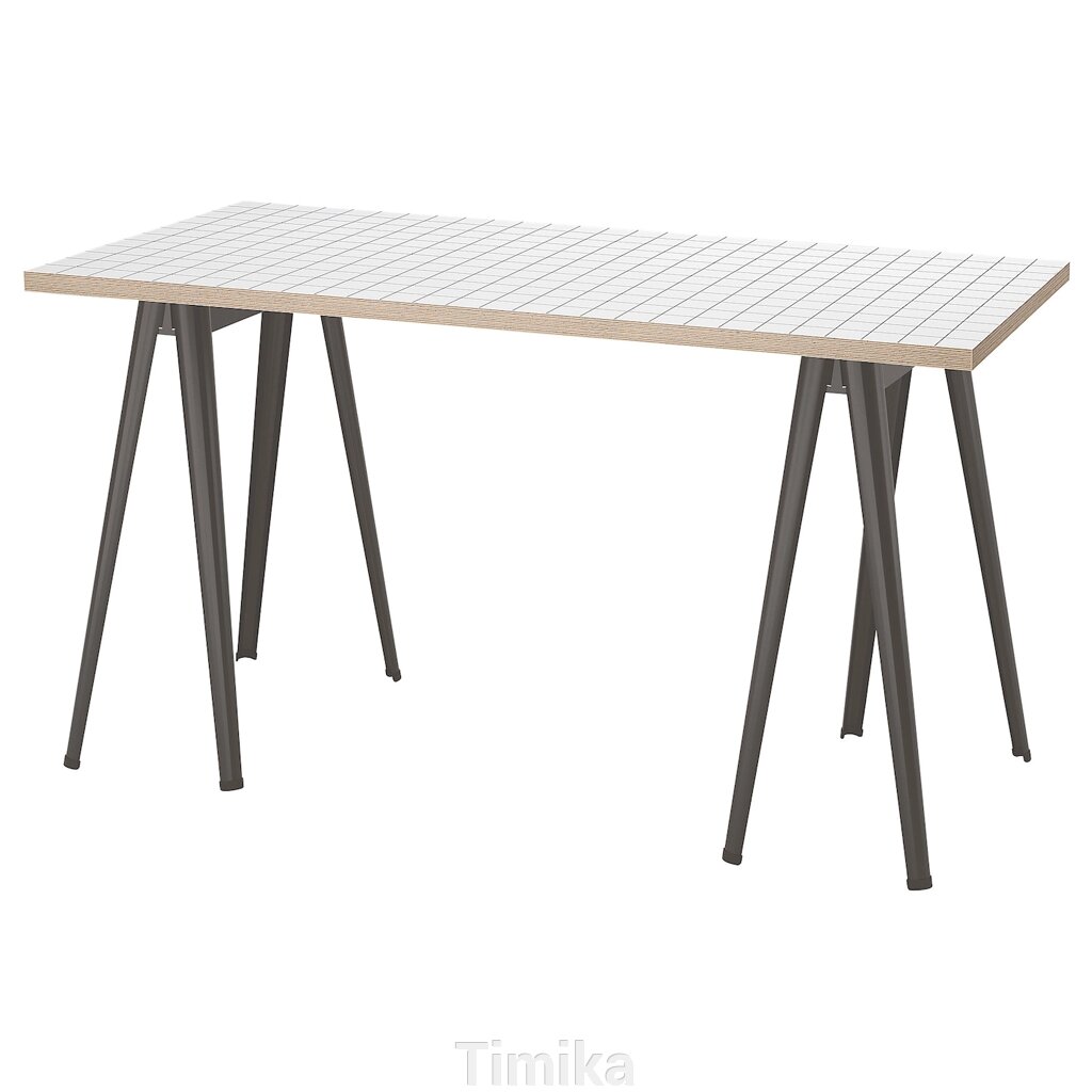 LAGKAPTEN / NÄRSPEL Письмовий стіл, білий антрацит/темно-сірий, 140x60 см від компанії Timika - фото 1