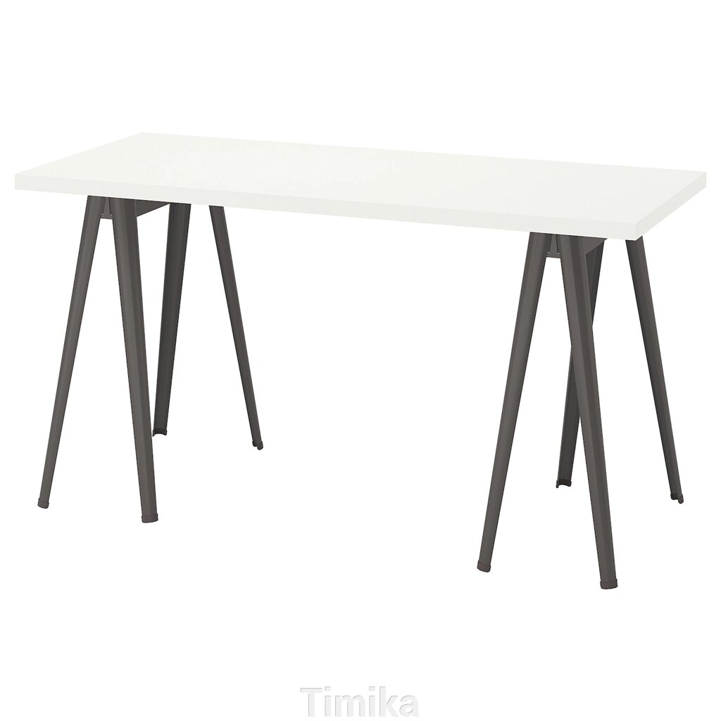 LAGKAPTEN / NÄRSPEL Письмовий стіл, білий/темно-сірий, 140x60 см від компанії Timika - фото 1