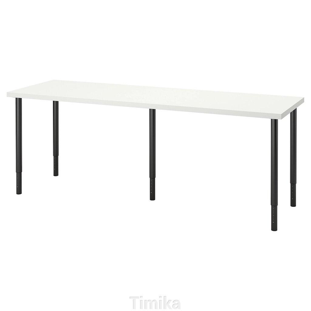 LAGKAPTEN / OLOV Письмовий стіл, білий/чорний, 200x60 см від компанії Timika - фото 1