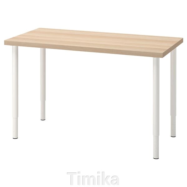 LAGKAPTEN / OLOV Письмовий стіл, дуб білий/білий, 120x60 см від компанії Timika - фото 1