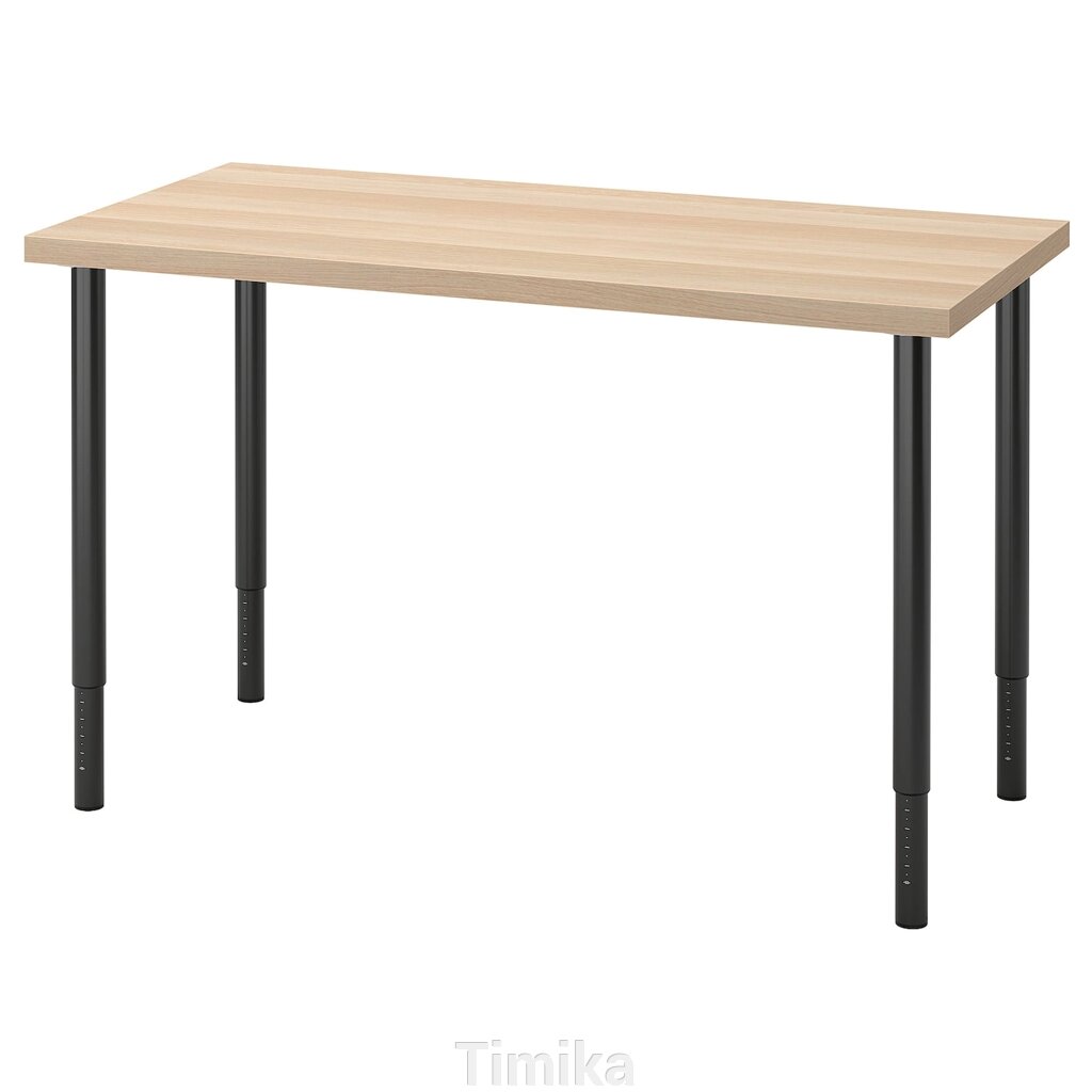 LAGKAPTEN / OLOV Письмовий стіл, дуб білий/чорний, 120x60 см від компанії Timika - фото 1