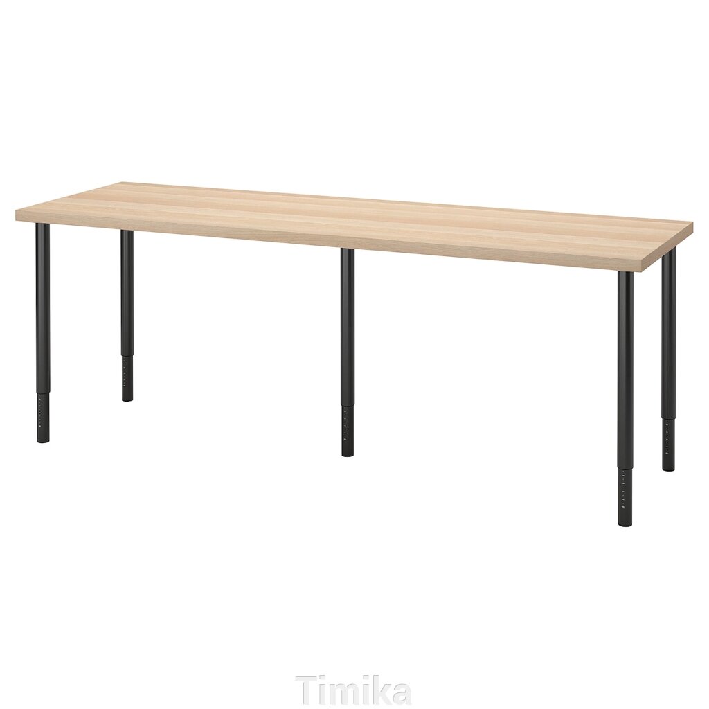 LAGKAPTEN / OLOV Письмовий стіл дуб білий/чорний 200x60 см від компанії Timika - фото 1