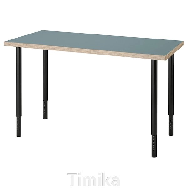 LAGKAPTEN / OLOV Письмовий стіл, сіро-бірюзовий/чорний, 120x60 см від компанії Timika - фото 1