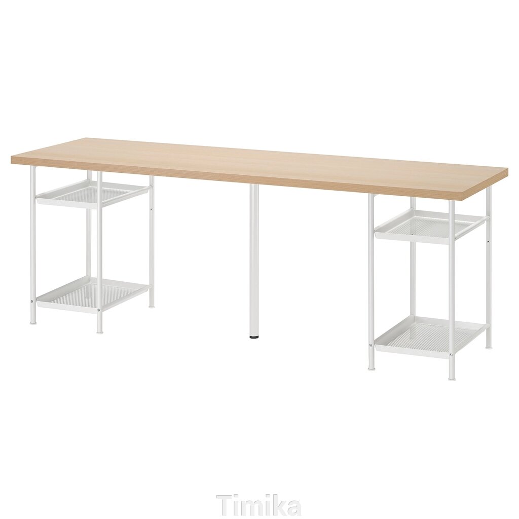 LAGKAPTEN / SPÄND Письмовий стіл, дуб білий/білий, 200x60 см від компанії Timika - фото 1