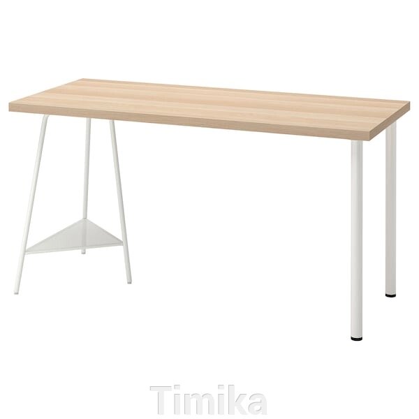 LAGKAPTEN / TILLSLAG Письмовий стіл, дуб білий/білий, 140x60 см від компанії Timika - фото 1