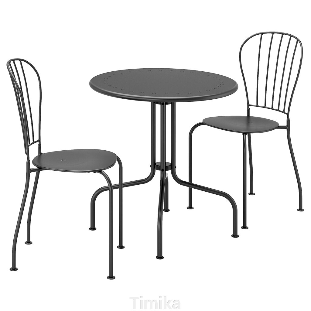 LÄCKÖ Стіл + 2 стільці, відкритий, сірий від компанії Timika - фото 1