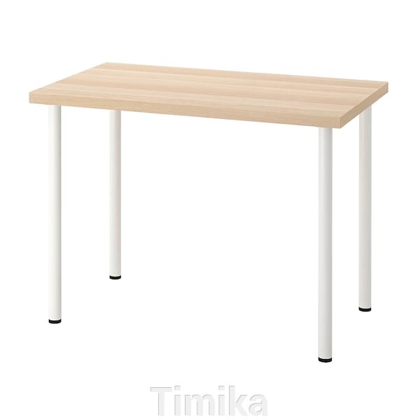 ЛІННМОН / АДІЛС Письмовий стіл, дуб білий/білий, 100x60 см від компанії Timika - фото 1