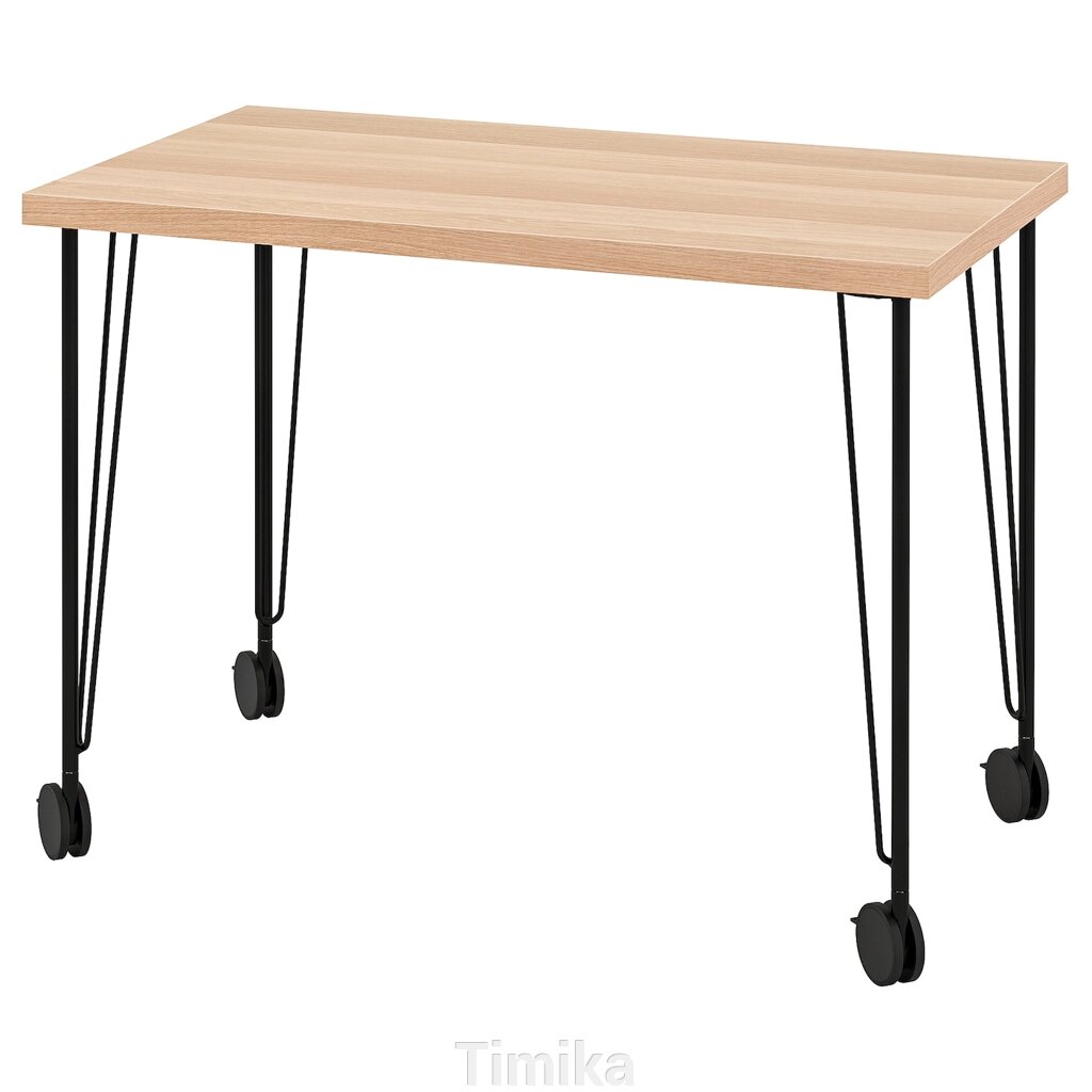 LINNMON / KRILLE Письмовий стіл, дуб білий/чорний, 100x60 см від компанії Timika - фото 1