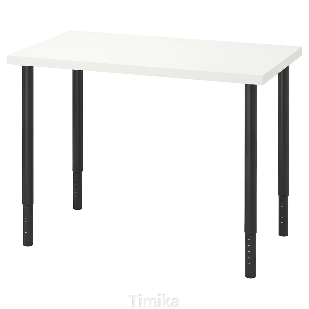 LINNMON / OLOV Письмовий стіл, білий/чорний, 100х60 см від компанії Timika - фото 1