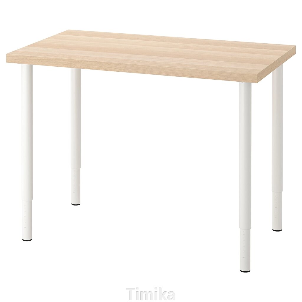 ЛІННМОН / ОЛОВ Письмовий стіл, дуб білий/білий, 100х60 см від компанії Timika - фото 1