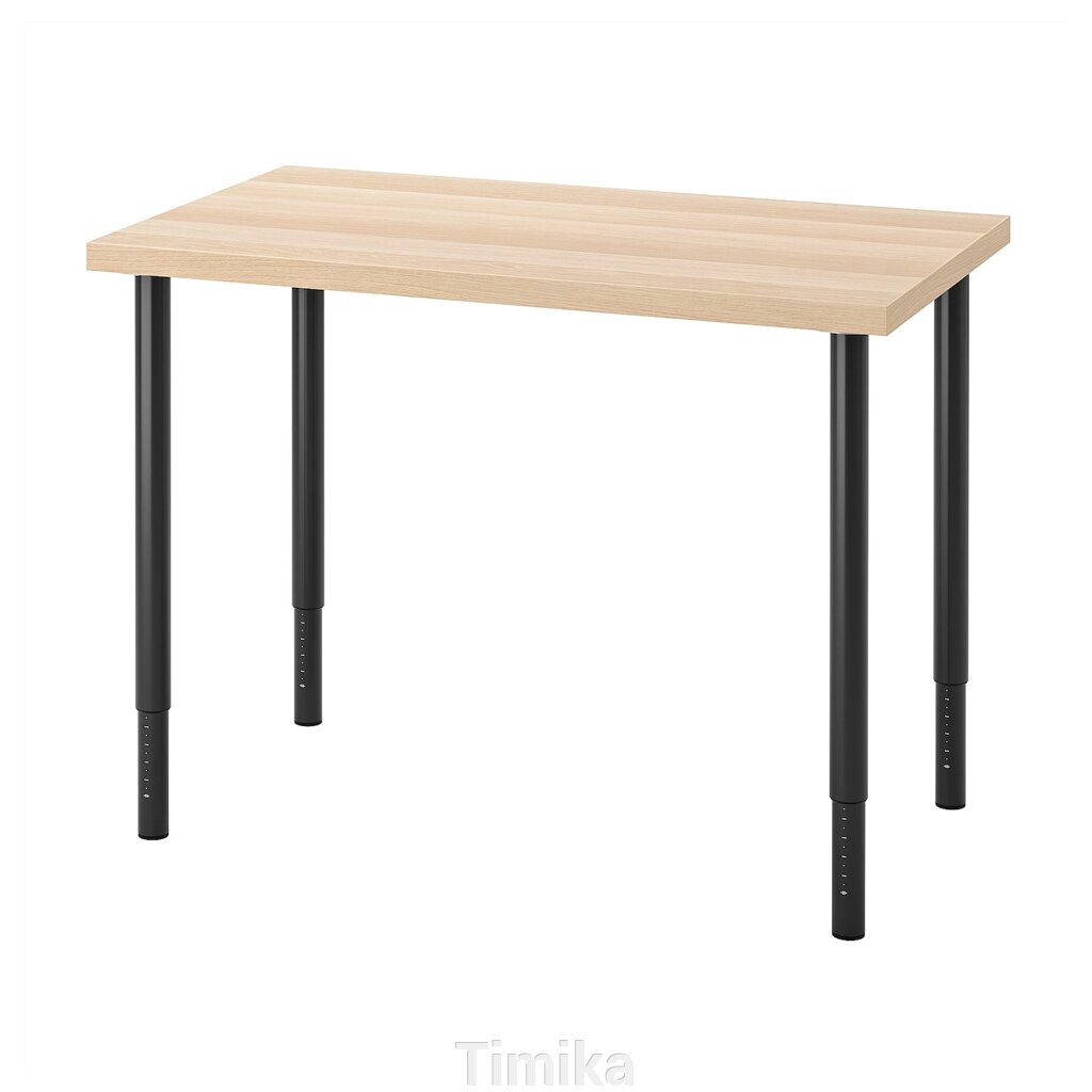 ЛІННМОН / ОЛОВ Письмовий стіл, дуб білий/чорний, 100х60 см від компанії Timika - фото 1