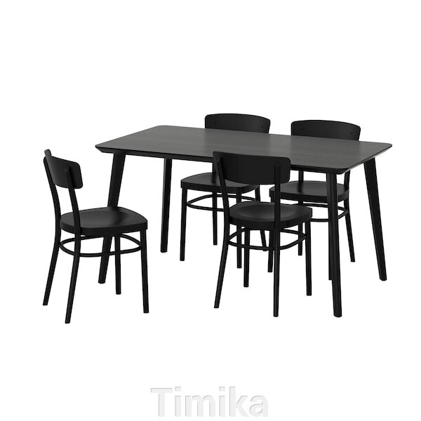 LISABO / IDOLF Стіл і 4 стільці, чорний/чорний, 140х78 см від компанії Timika - фото 1