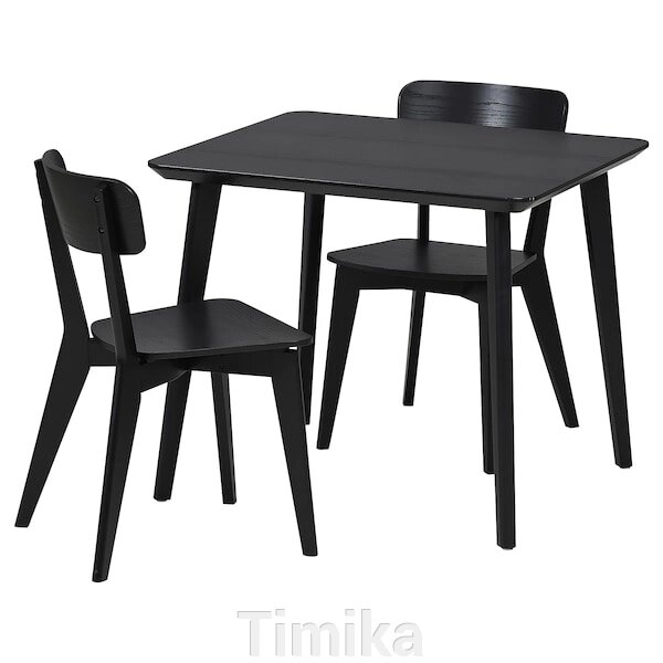 ЛІЗАБО / LISABO Стіл і 2 стільці, чорний/чорний, 88 см від компанії Timika - фото 1