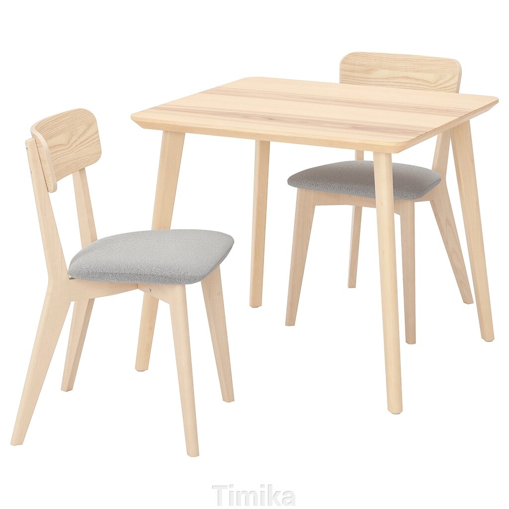 ЛІЗАБО / LISABO Стіл і 2 стільці, ясен/Tallmyra білий/чорний, 88х78 см від компанії Timika - фото 1