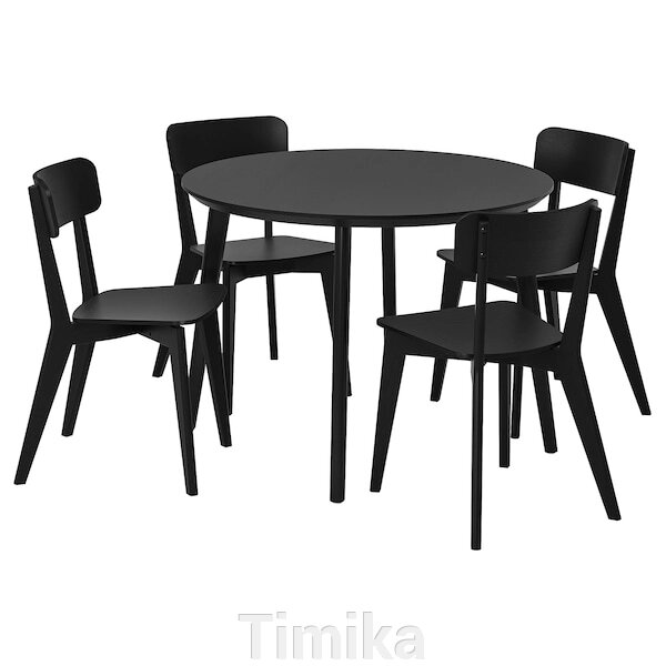 ЛІЗАБО / LISABO Стіл і 4 стільці, чорний/чорний, 105 см від компанії Timika - фото 1